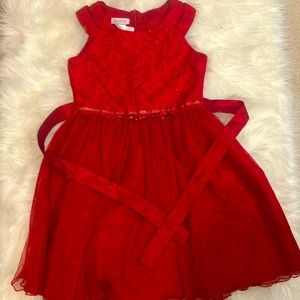 Red Christmas formal dress with sequins on the top